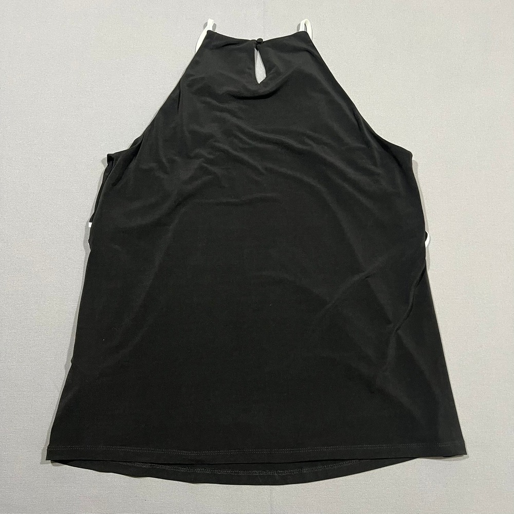 Calvin Klein Halter Top Tank Ruffle Contrast Piping Black White Women's M NWT‎ - Picture 4 of 11